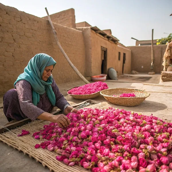 فولاد گل خرید و فروش غنچه گل محمدی عمده در داراب صحرای پوشن